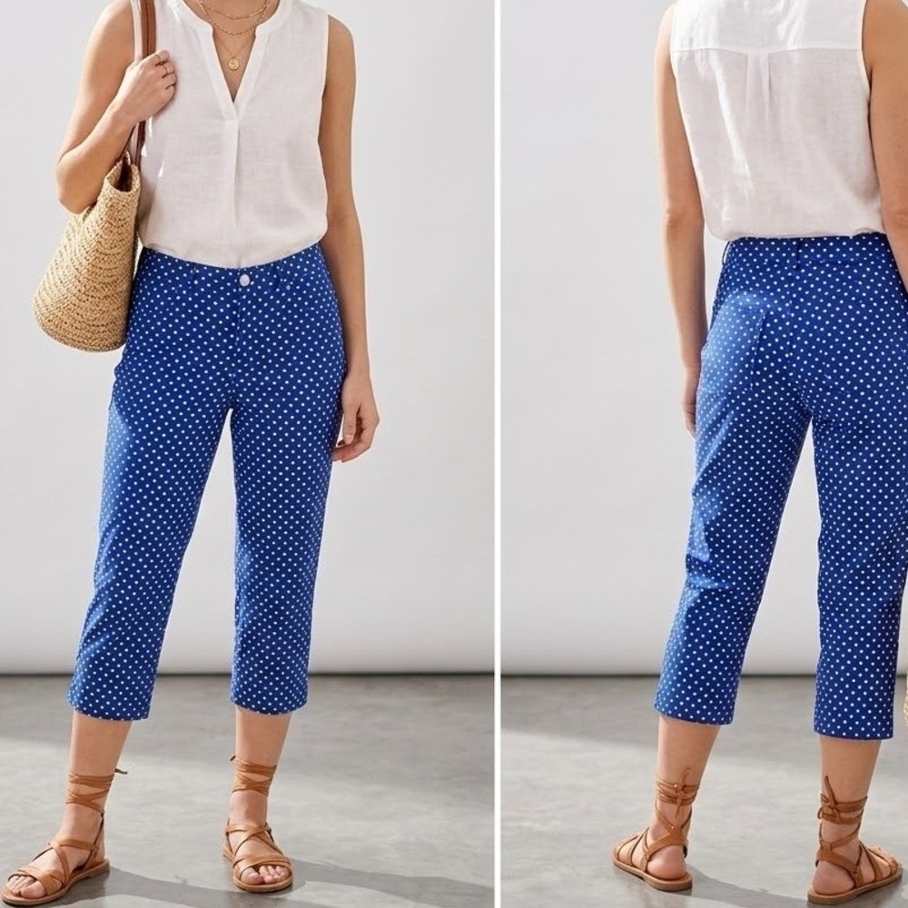 Lauren Jeans Co Ralph Lauren Polka Dot Capri Pants Women's 6 Royal Blue Cropped